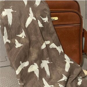 Steve Madden Boho Bird Print Lightweight Scarf | Raw Edge Long Sheer Wrap 27X75